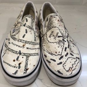 Vans Harry Potter marauders map slip on’s